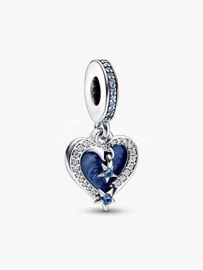 Pandora Celestial Shooting Star Heart Double Dangle Charm